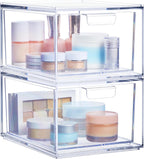 Stackable Clear Bin Plastic Organizer Drawers  2 Or 3Piece Set  Organize Cosmetics And Beauty Supplies On A Vanity