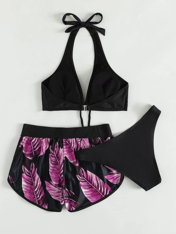 leaf print bikini swimsuit