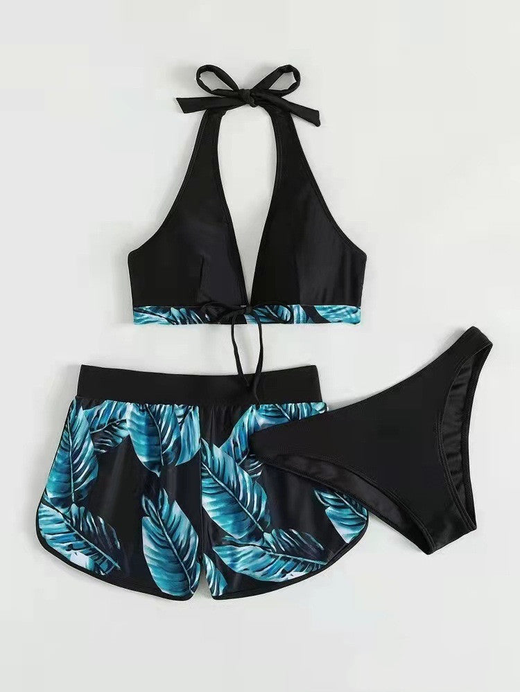leaf print bikini swimsuit
