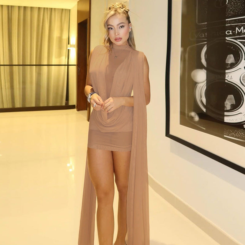 Women’s Patchwork Mesh Sheer Dress