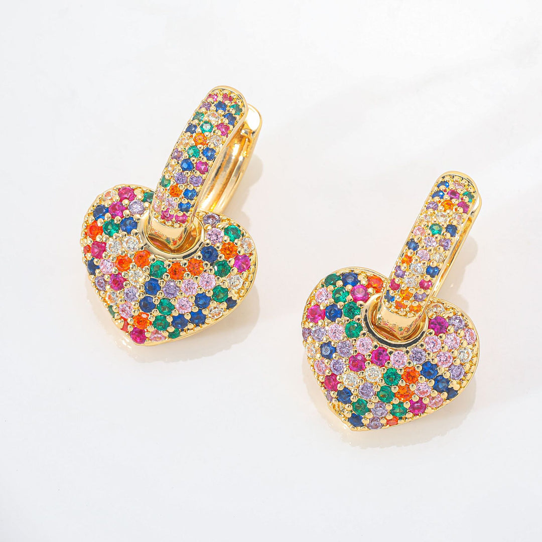 Colorful Full-diamond Zircon Earrings