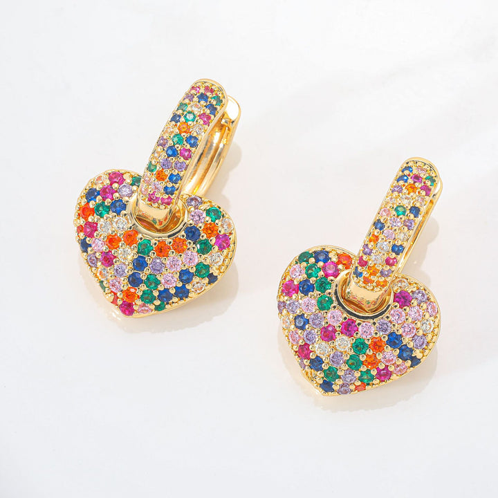 Colorful Full-diamond Zircon Earrings