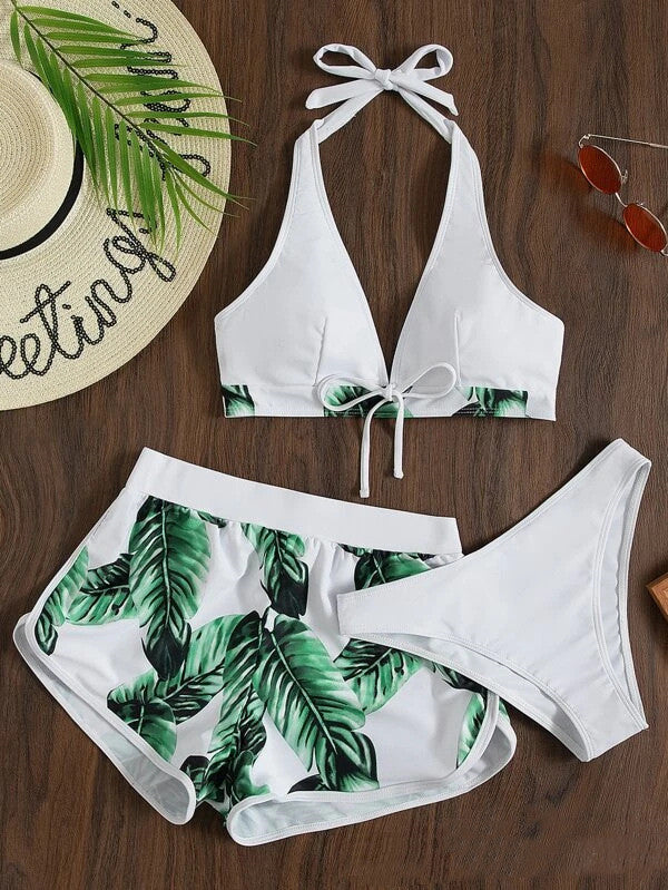 leaf print bikini swimsuit