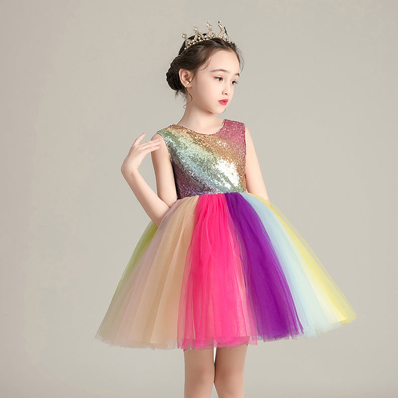 Children's Clothing Dress Female Cute Girl Rainbow Skirt Costume
