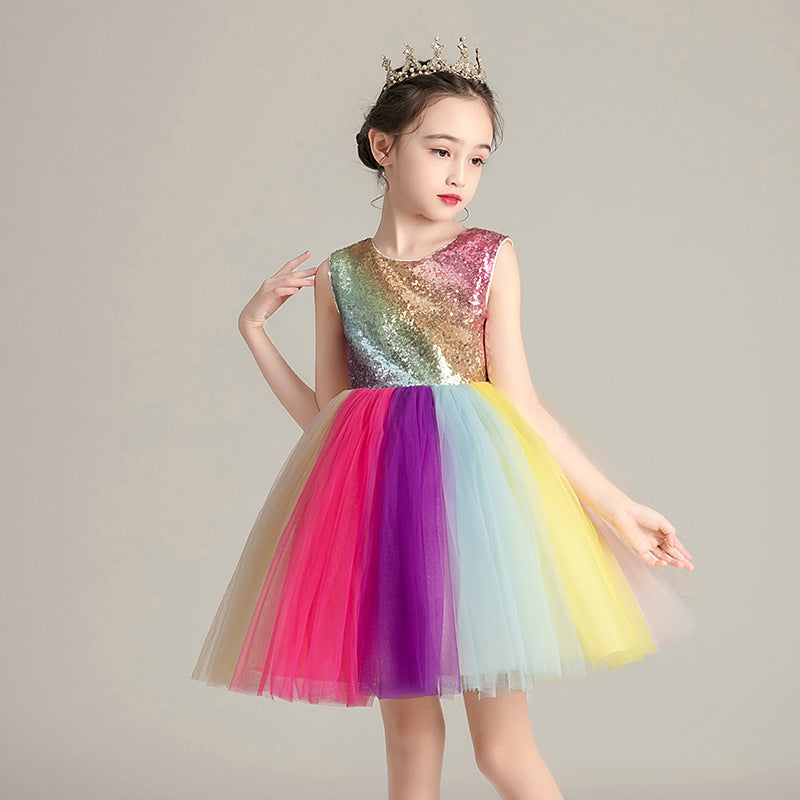 Children's Clothing Dress Female Cute Girl Rainbow Skirt Costume