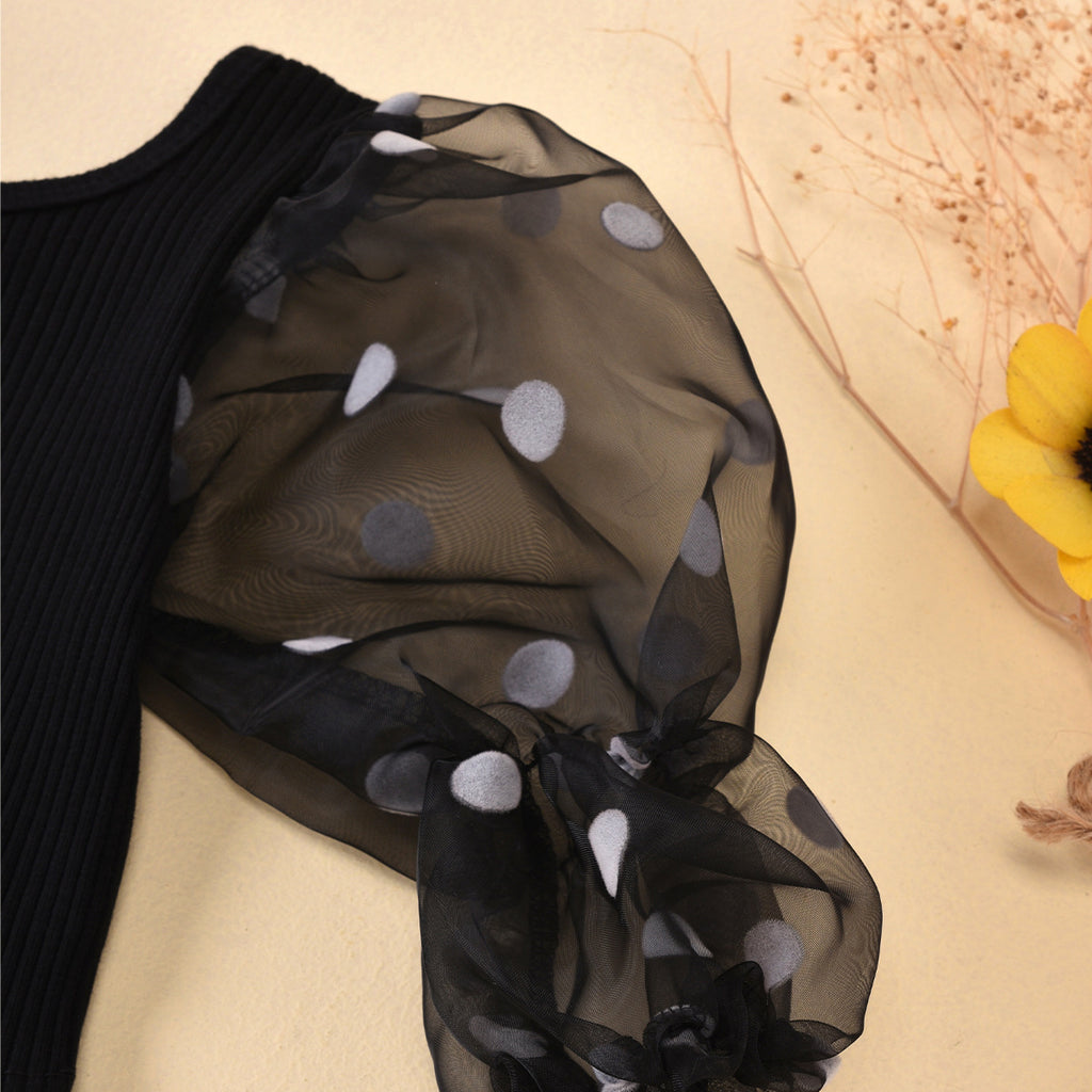 Childrens Clothing Cotton Dot Striped Top Ripped Shorts Kids Suit