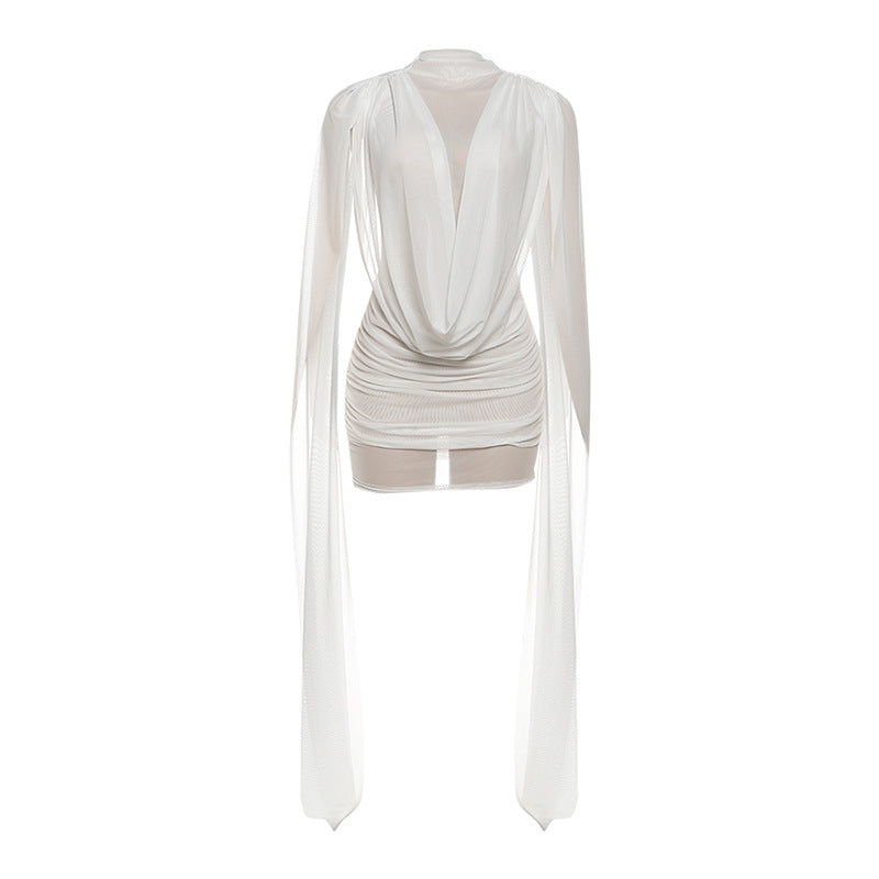 Women’s Patchwork Mesh Sheer Dress