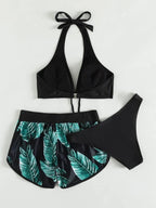 leaf print bikini swimsuit