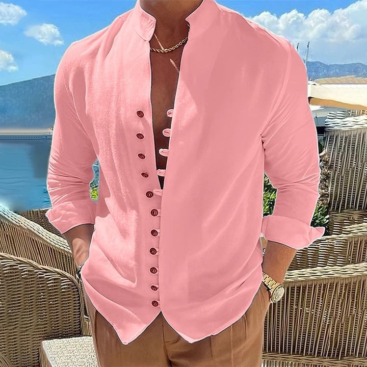 Retro Button Design Long-sleeved Shirt