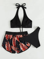 leaf print bikini swimsuit