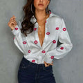 Womens Versatile Long Sleeve Shirt With Digital Print