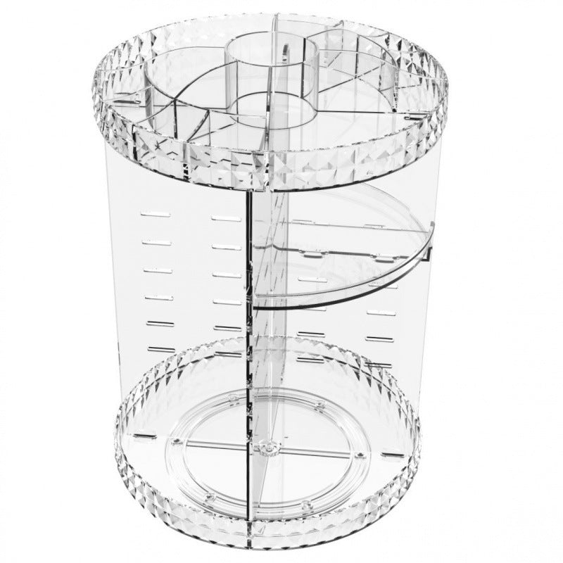 Rotating Cosmetics Storage Rack Table Red Skin Care Products Capacity