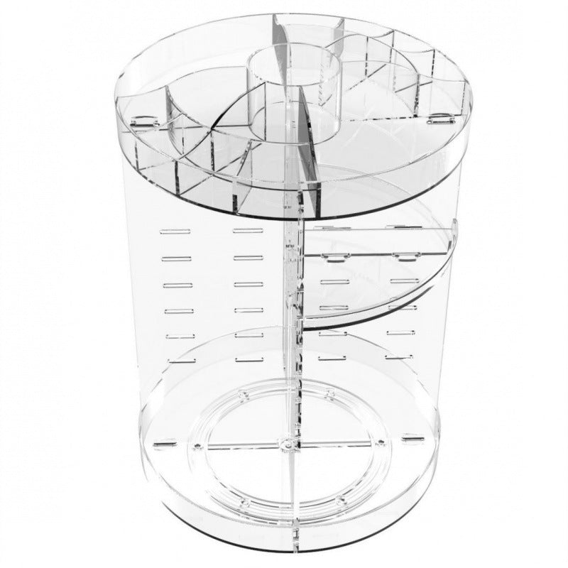 Rotating Cosmetics Storage Rack Table Red Skin Care Products Capacity