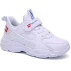New White Kids Sneakers In Leather