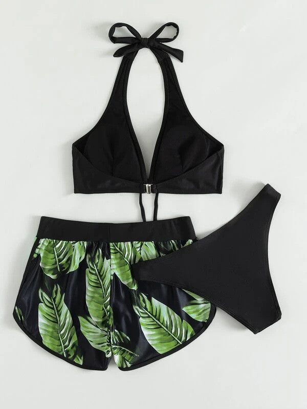 leaf print bikini swimsuit