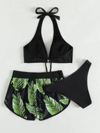 leaf print bikini swimsuit