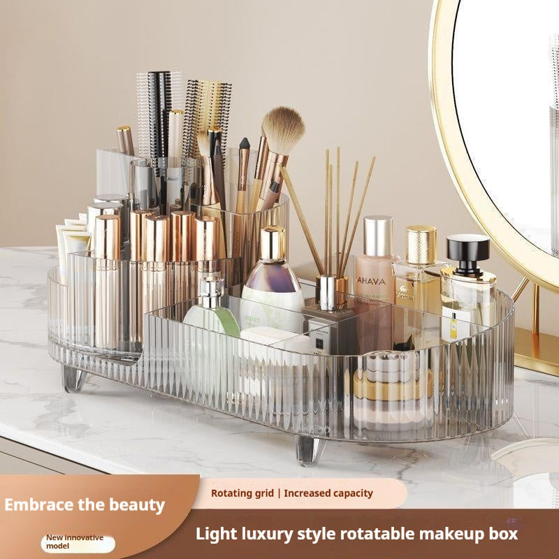 Cosmetics Storage Box Large Capacity Rotatable Dresser Table Lipstick 