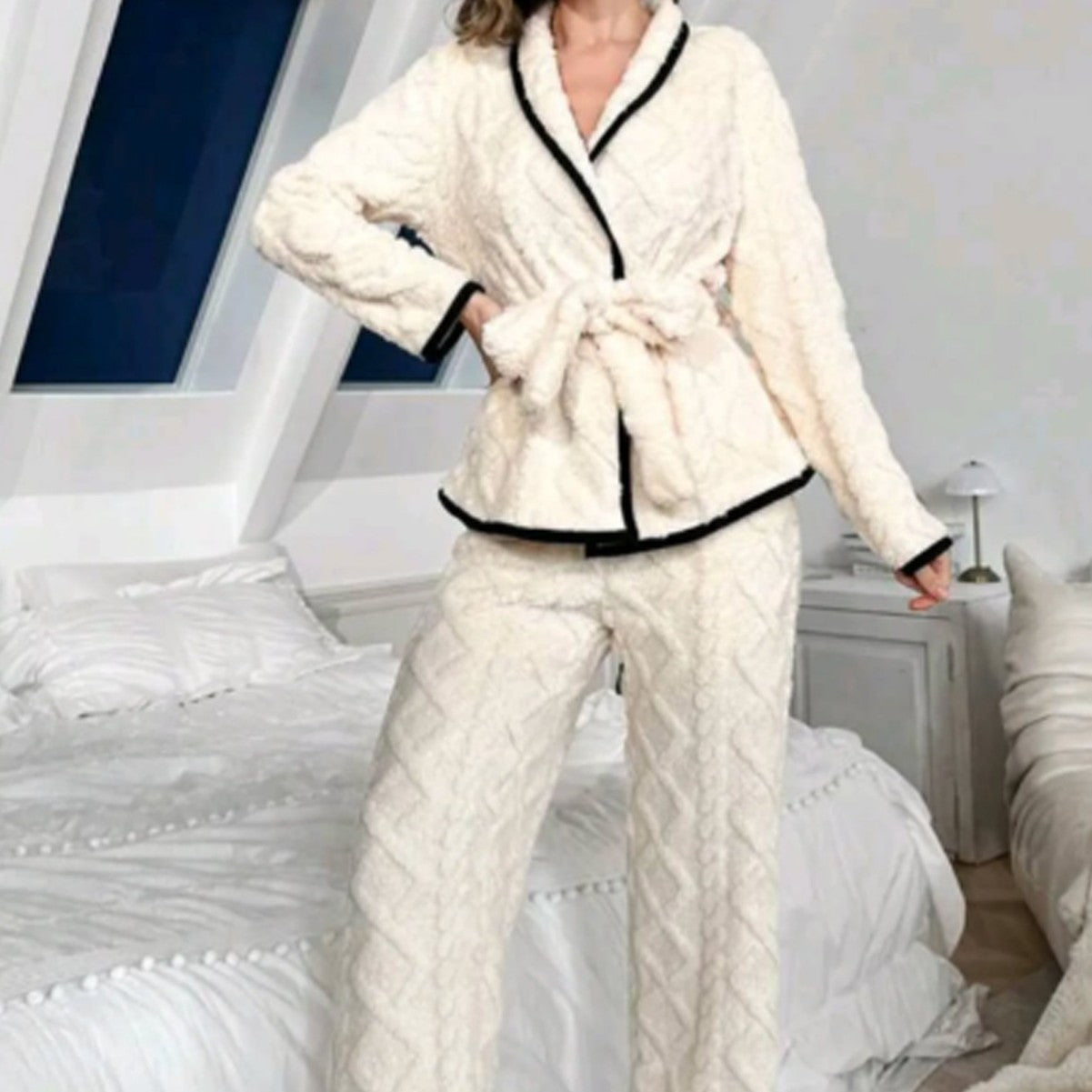Sweet Cardigan Fleece-lined Thickened Loungewear