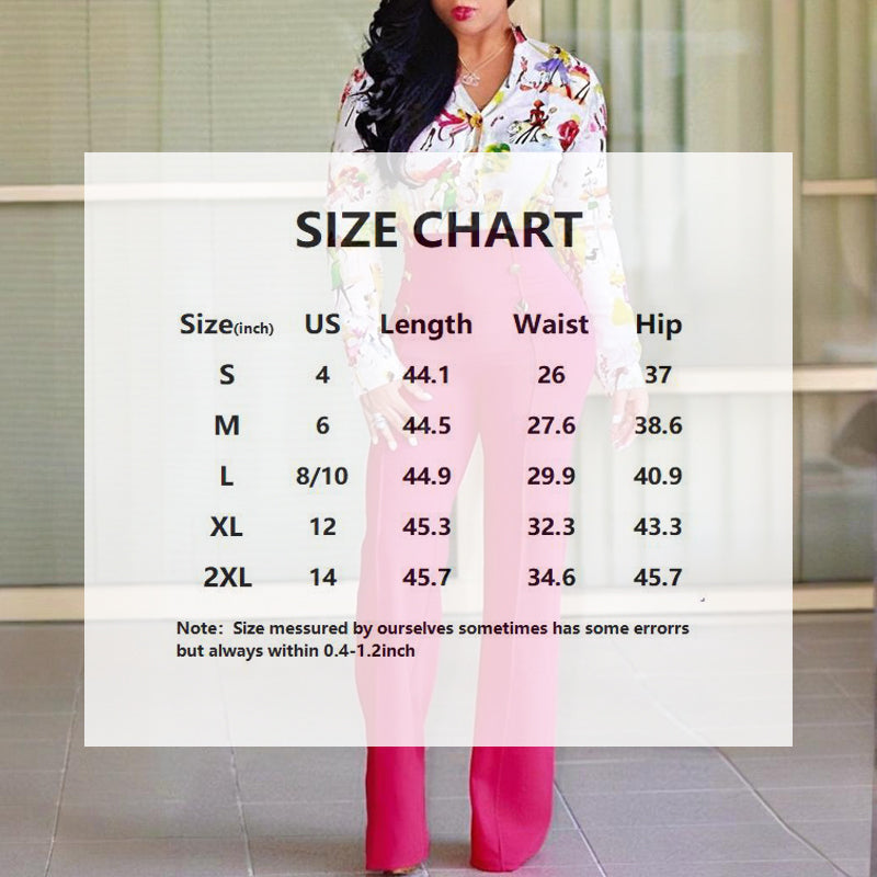 Women's Elegant High-Waisted Wide Leg Pants With Double-Breasted Buttons - Flared Trousers For Casual & Formal Wear