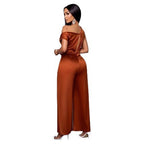 Womens Solid-Color Fashionable Slim-Fit Jumpsuit