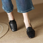 Square Head Thick Middle Heel Shoes Color Gingham Single Shoe Women