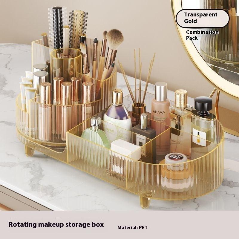 Cosmetics Storage Box Large Capacity Rotatable Dresser Table Lipstick