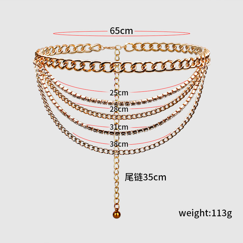 Summer multilayer gold waist chain hip hop, punk, street style