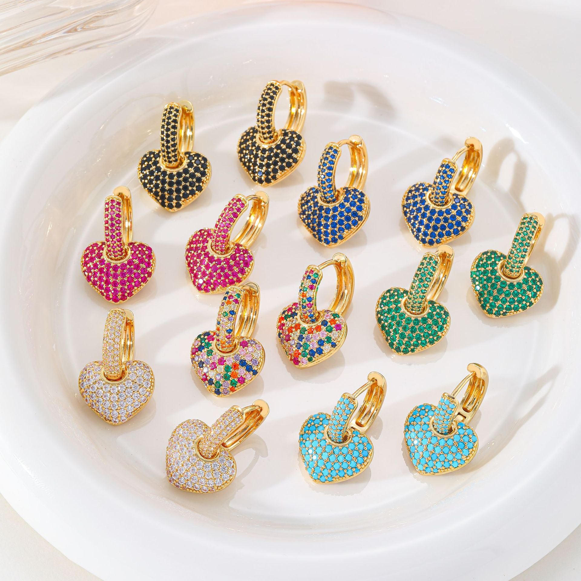 Colorful Full-diamond Zircon Earrings