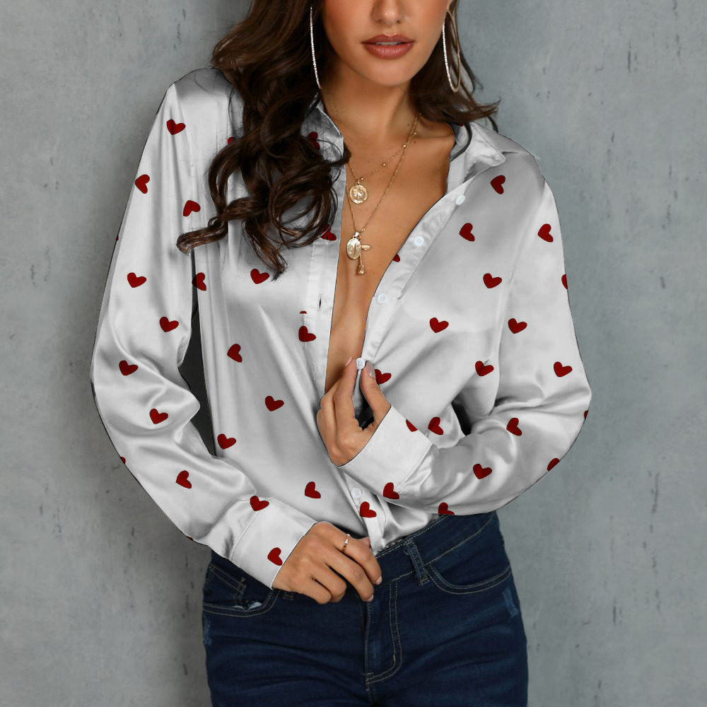 Womens Versatile Long Sleeve Shirt With Digital Print