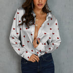 Womens Versatile Long Sleeve Shirt With Digital Print