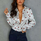 Womens Versatile Long Sleeve Shirt With Digital Print