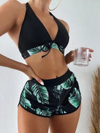 leaf print bikini swimsuit