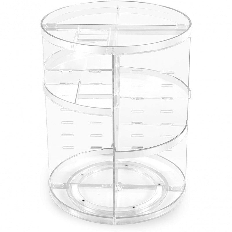 Rotating Cosmetics Storage Rack Table Red Skin Care Products Capacity