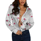 Womens Versatile Long Sleeve Shirt With Digital Print