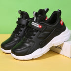 New White Kids Sneakers In Leather