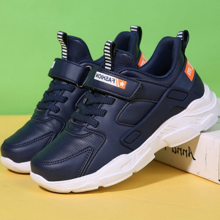 New White Kids Sneakers In Leather