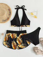 leaf print bikini swimsuit
