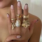 French Court-Style Vintage Ring Set In Gold