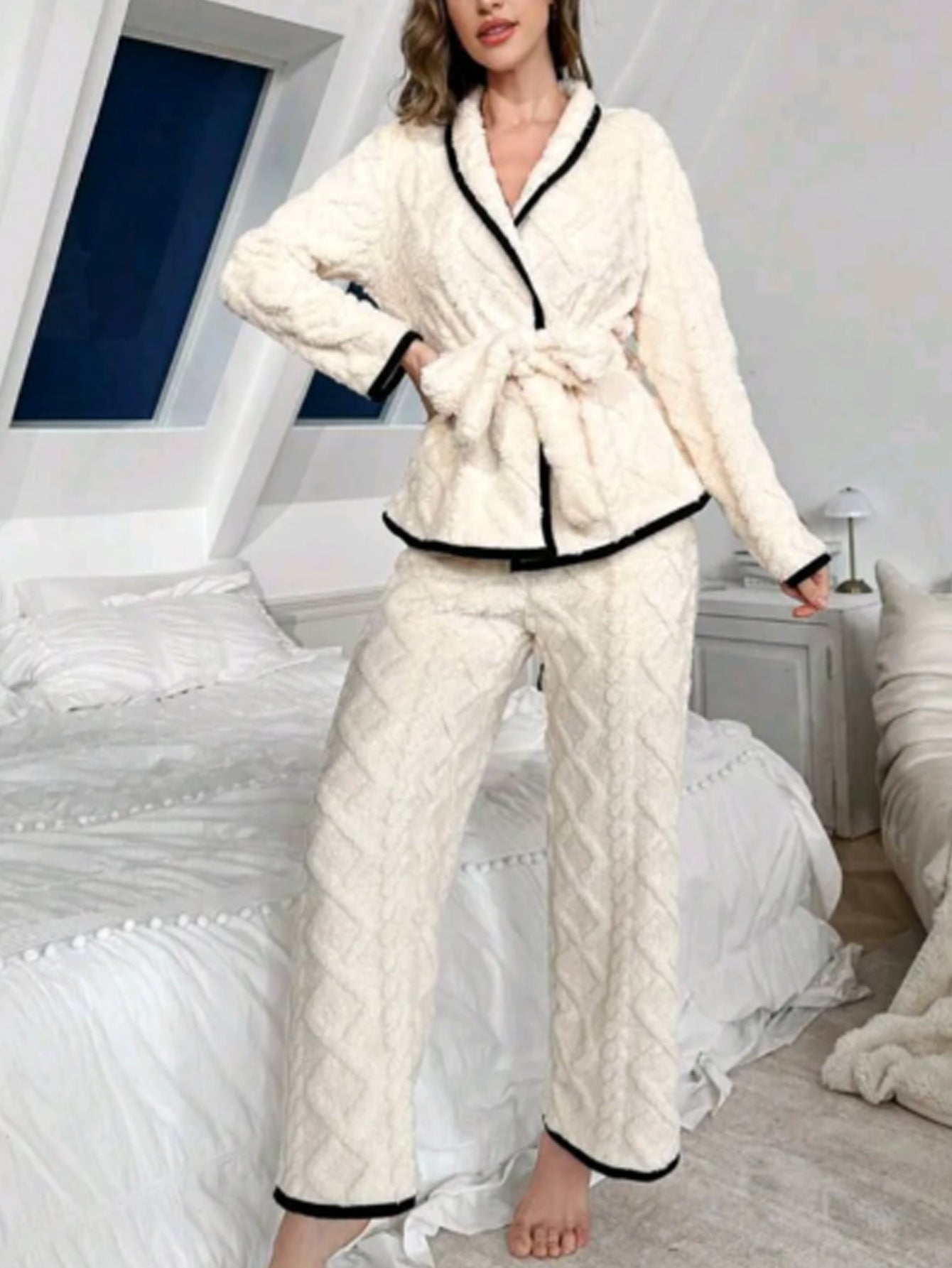 Sweet Cardigan Fleece-lined Thickened Loungewear