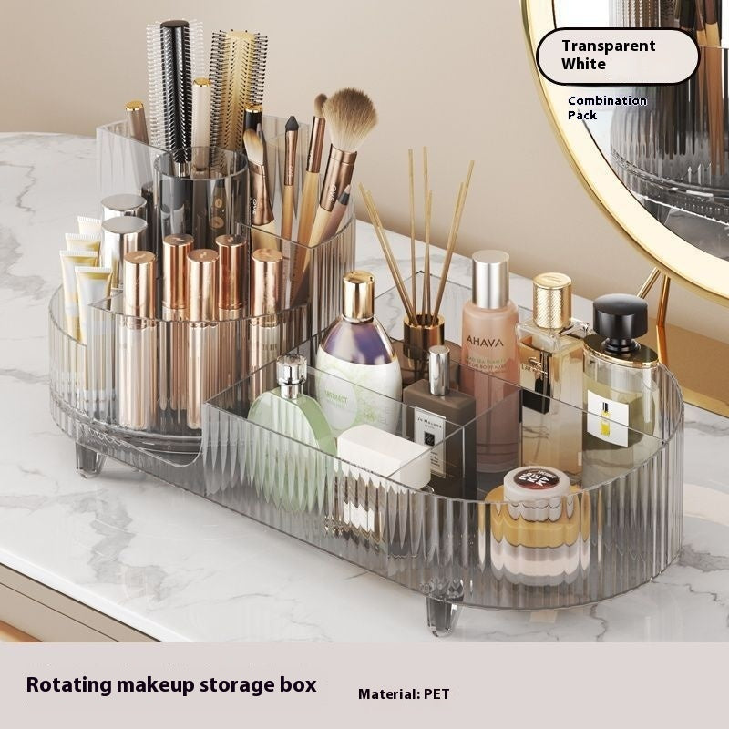 Cosmetics Storage Box Large Capacity Rotatable Dresser Table Lipstick 