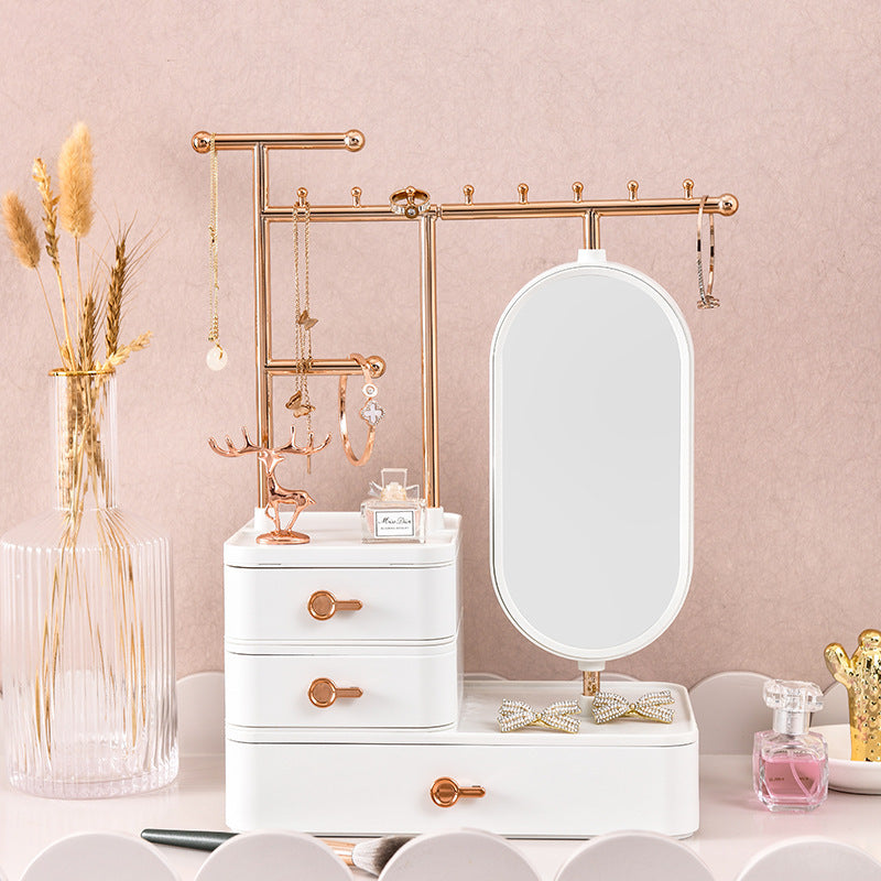 Cosmetics Storage Box High-grade Exquisite Mirror Multi-functional Desktop Ladies