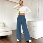  Elegant High Waist Wide Leg Straight Casual Pants